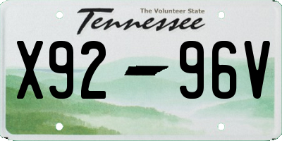TN license plate X9296V