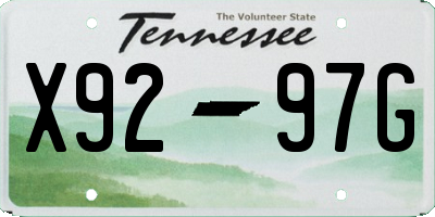 TN license plate X9297G