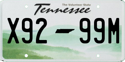 TN license plate X9299M