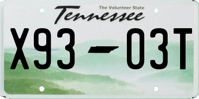 TN license plate X9303T