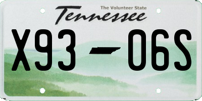 TN license plate X9306S