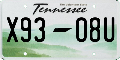 TN license plate X9308U