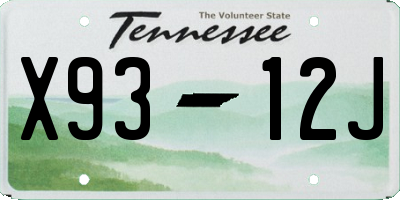TN license plate X9312J