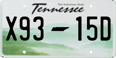 TN license plate X9315D