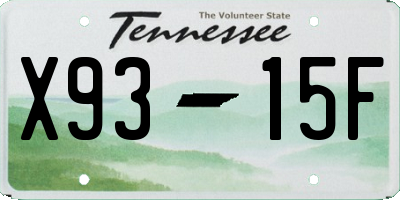 TN license plate X9315F