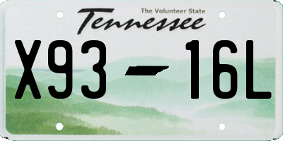TN license plate X9316L