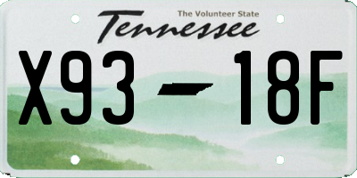 TN license plate X9318F