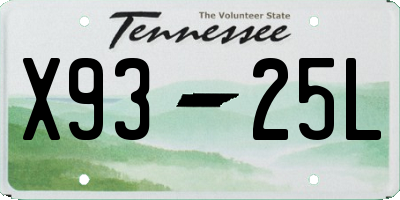 TN license plate X9325L