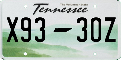 TN license plate X9330Z