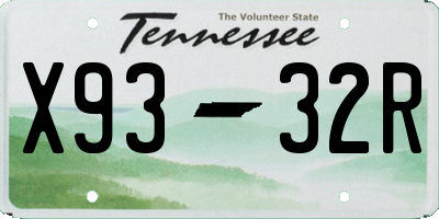 TN license plate X9332R