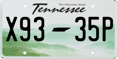 TN license plate X9335P