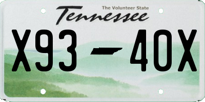 TN license plate X9340X