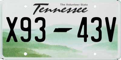 TN license plate X9343V