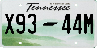 TN license plate X9344M