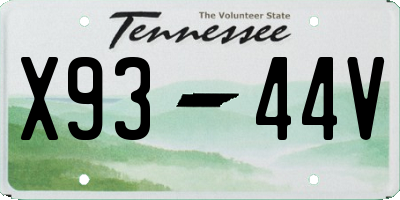 TN license plate X9344V