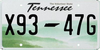 TN license plate X9347G