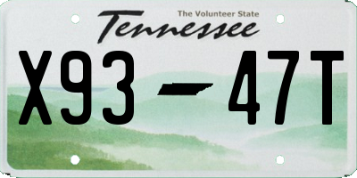 TN license plate X9347T