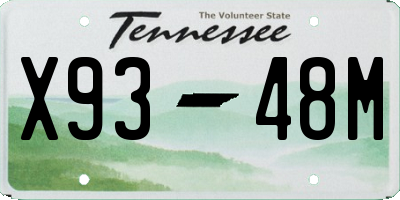 TN license plate X9348M