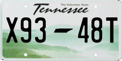 TN license plate X9348T