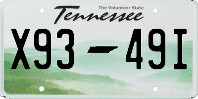 TN license plate X9349I