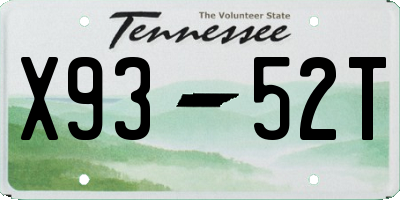 TN license plate X9352T