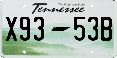 TN license plate X9353B
