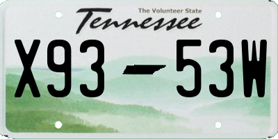 TN license plate X9353W