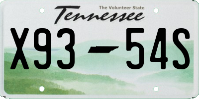 TN license plate X9354S