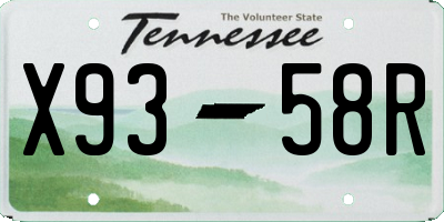 TN license plate X9358R