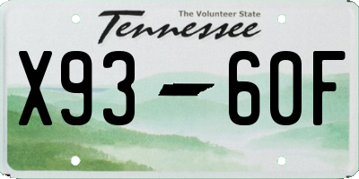 TN license plate X9360F