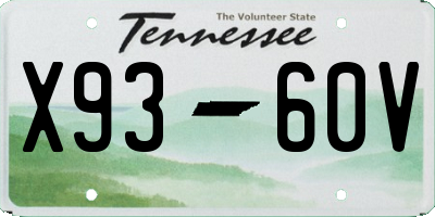 TN license plate X9360V