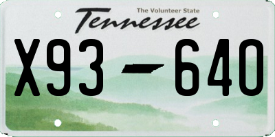 TN license plate X9364O