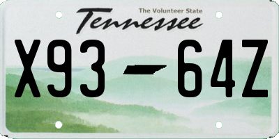 TN license plate X9364Z