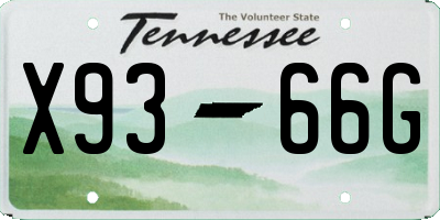 TN license plate X9366G