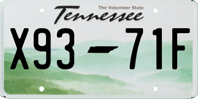 TN license plate X9371F
