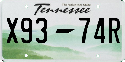 TN license plate X9374R