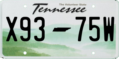 TN license plate X9375W