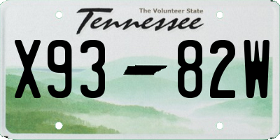 TN license plate X9382W