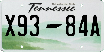 TN license plate X9384A