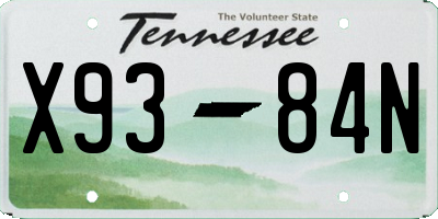 TN license plate X9384N