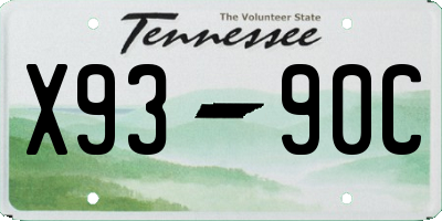 TN license plate X9390C