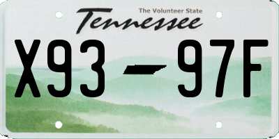 TN license plate X9397F
