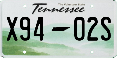 TN license plate X9402S