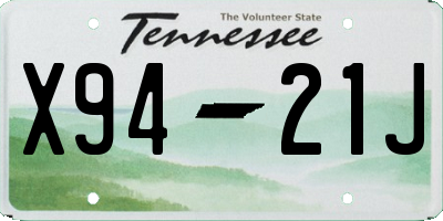 TN license plate X9421J