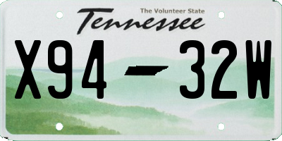 TN license plate X9432W