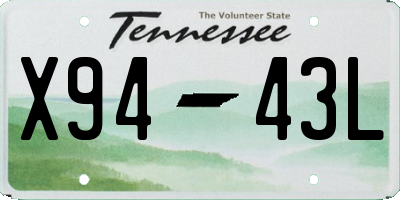 TN license plate X9443L