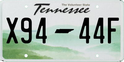 TN license plate X9444F