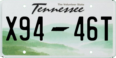 TN license plate X9446T