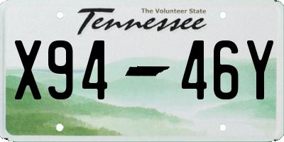 TN license plate X9446Y