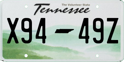 TN license plate X9449Z